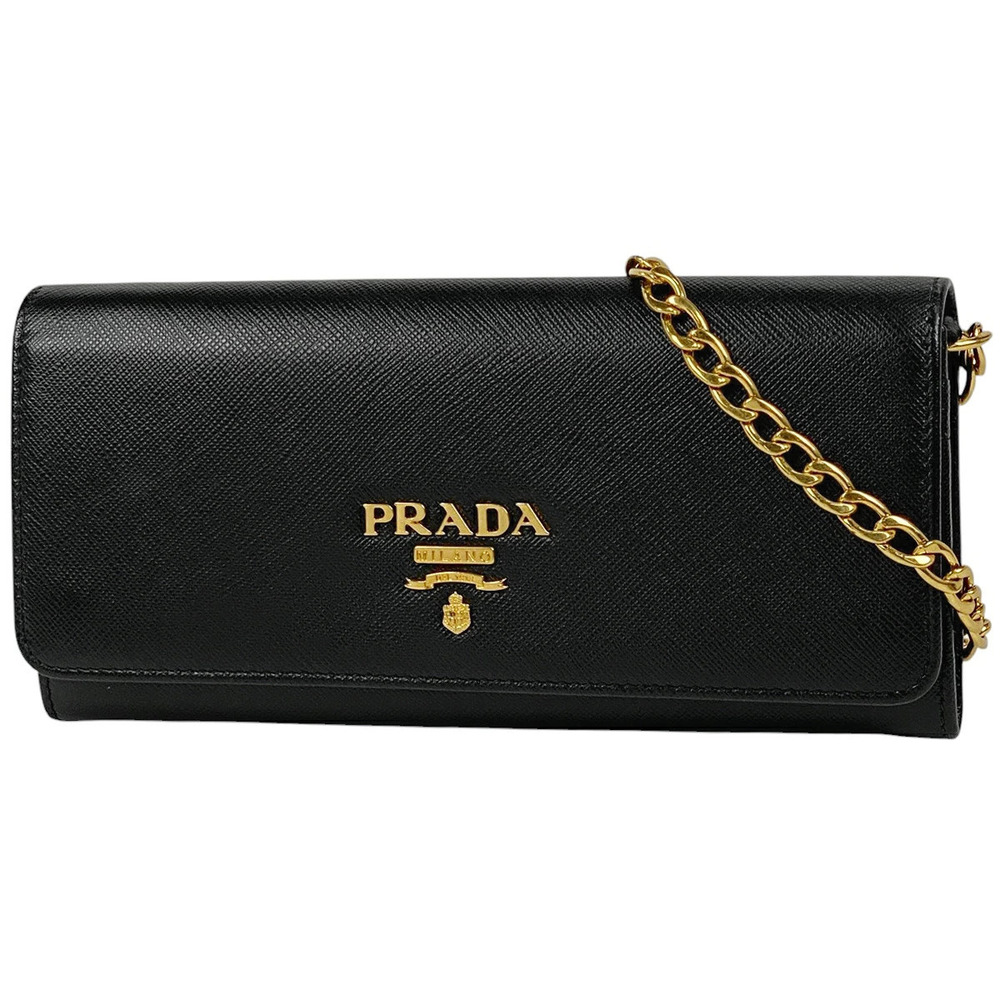 Prada Chain Wallet Long Leather Nero Black